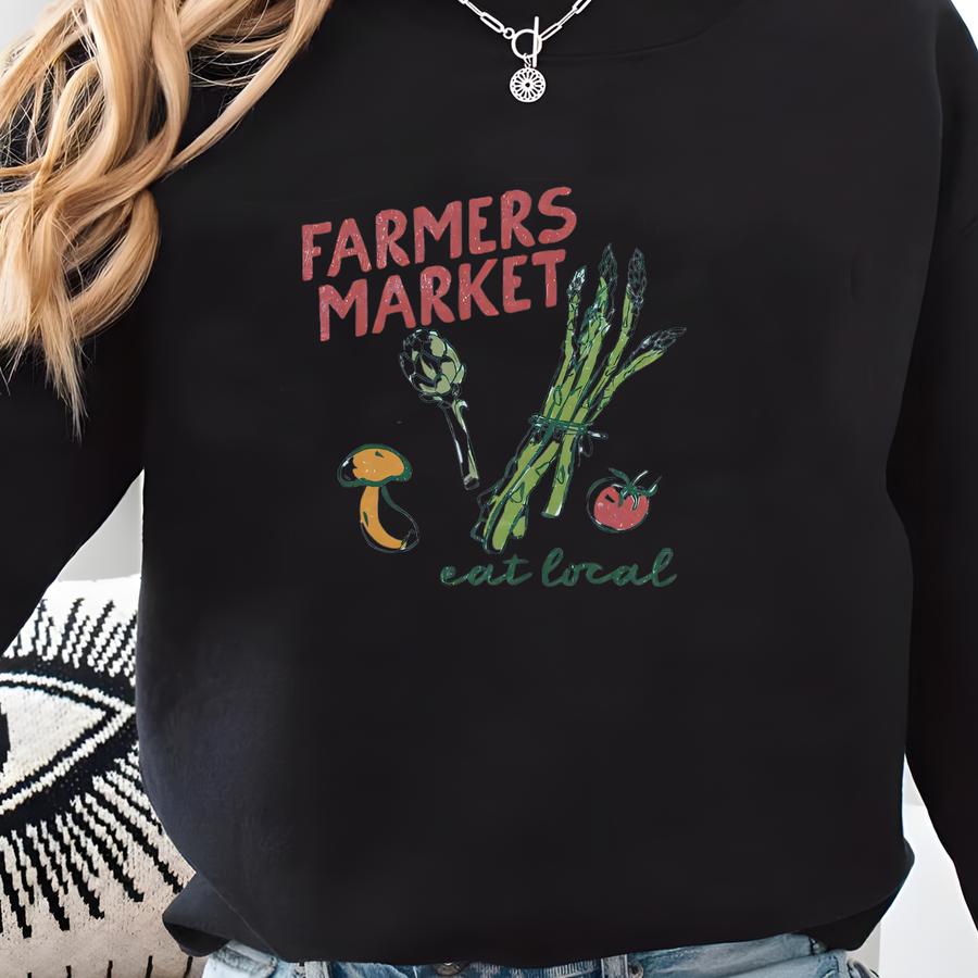 Farmers Market Short Sve Toddler T-shirt | Super Cute Boho Foodie Tee | Eat Local, Organic Shirt | Veggies Tee | Gift Idea For Boy, Girl Sweatshirt