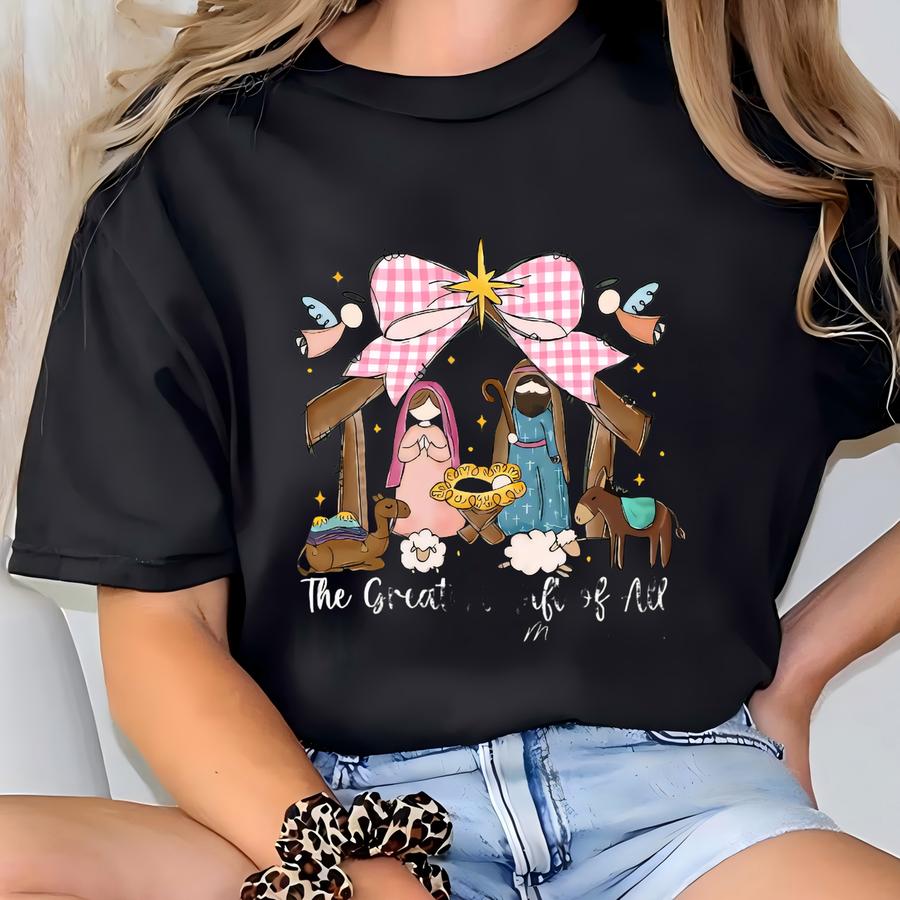 The Greatest Gift Of All Sweatshirt, Jesus Birth Matthew 1:21 Sweater, Nativity Religious Shirt T-shirt