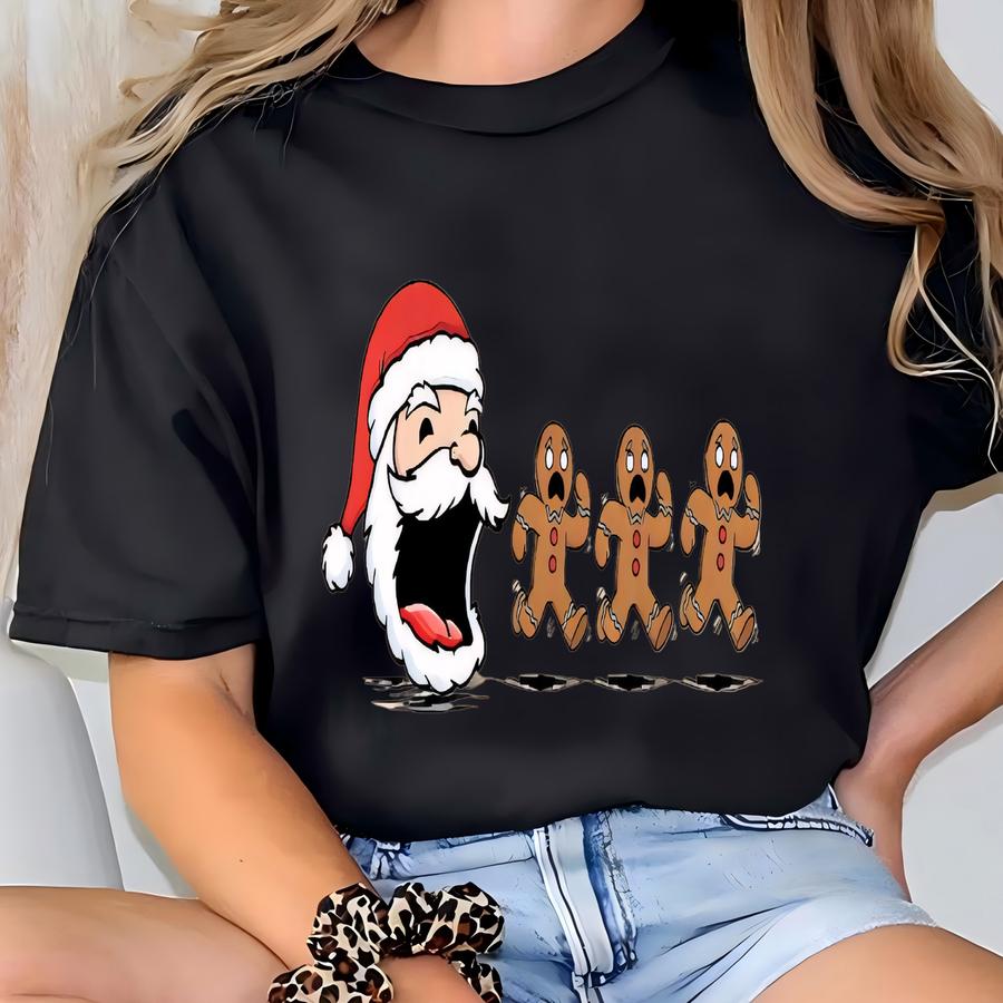 Funny Video Game Christmas Sweatshirt, Santa And Gingerbreads Tshirt, Christmas Gaming Sweater, Christmas Gifts For Gamers, Gift For Him T-shirt