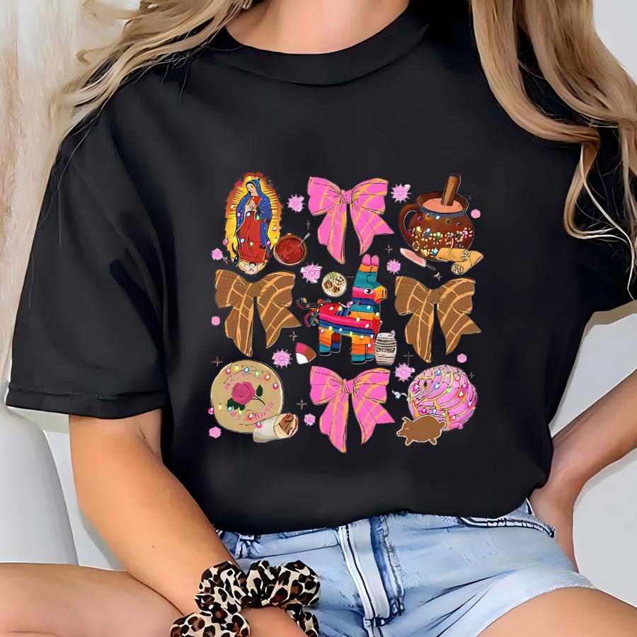 Coquette Mexican Christmas Tshirt, Pink Latina Christmas Sweatshirt, Calories No Cuentan, Spanish Christmas, Tuki Donkey, Chocolate Abuelita T-shirt
