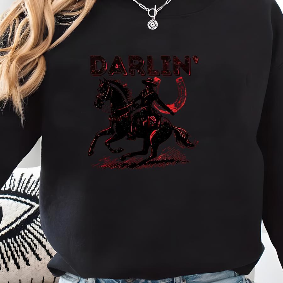 Darlin' Western Sweatshirt: Retro Rodeo Graphic Tee Sweatshirt Darlin' Western Sweatshirt: Retro Rodeo Graphic Tee Sweatshirt