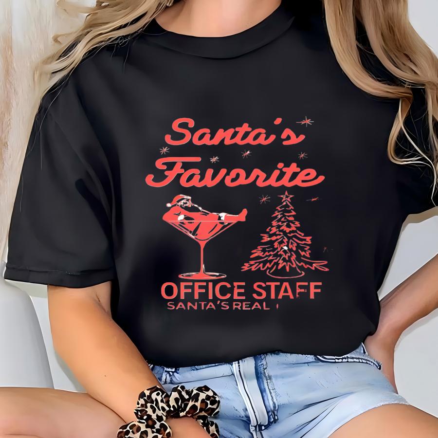 Santa Favorite Office Christmas Shirts, Unisex Work Christmas Party Shirts, Team Christmas Shirts, Christmas Co Workers Group Shirt, Favors T-shirt