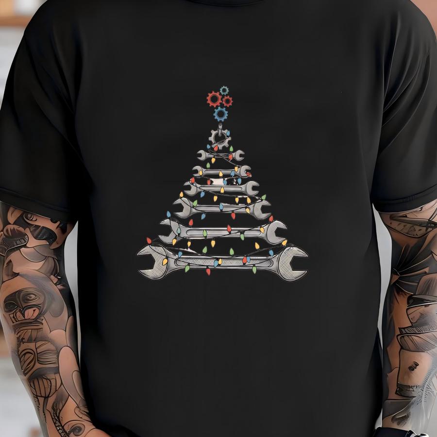 Wrench Christmas Tree Sweatshirt, Mechanic Christmas Sweater, Mechanic Xmas, Gift For Mechanic, Wrench Shirt, Mechanic Gift T-shirt