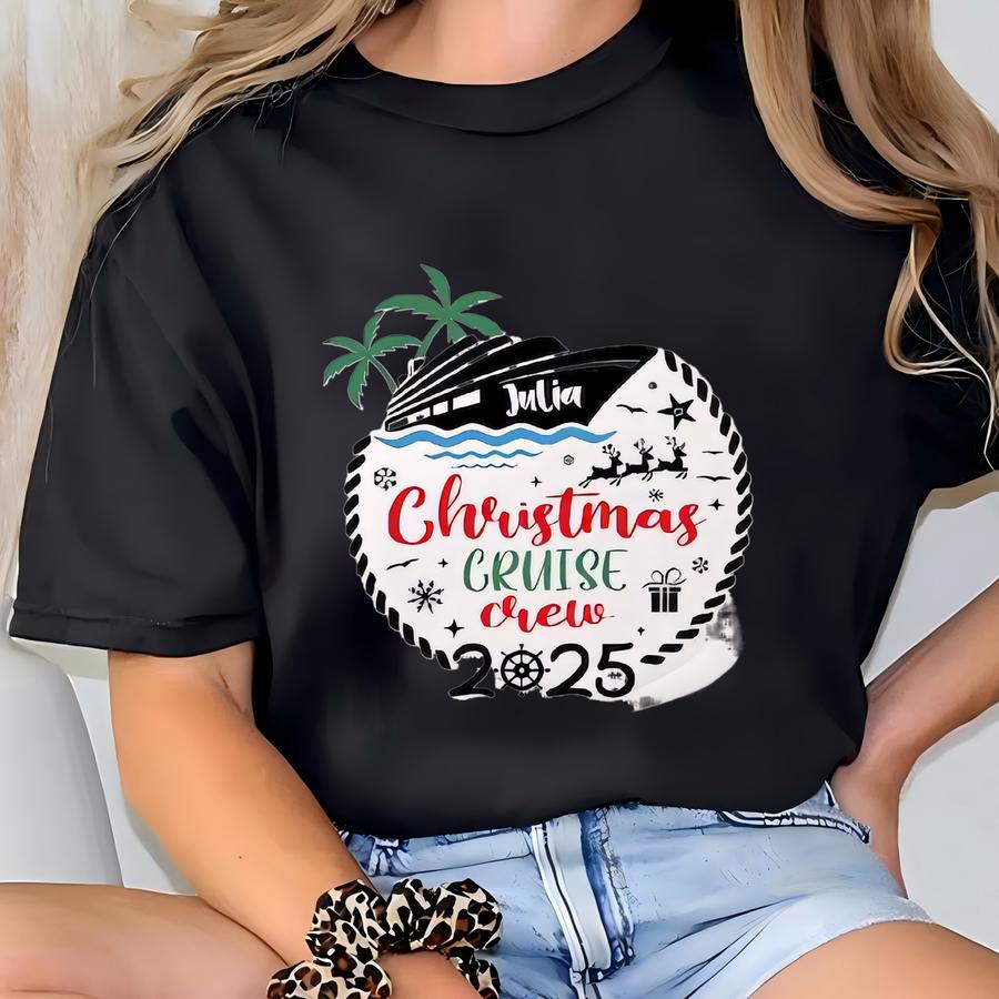 Custom Christmas Cruise Crew Shirts, Family Christmas 2025 Cruise Ship Tshirts, Matching Xmas Holiday Vacation Cruising Tee, Xmas Cruise Tee T-shirt