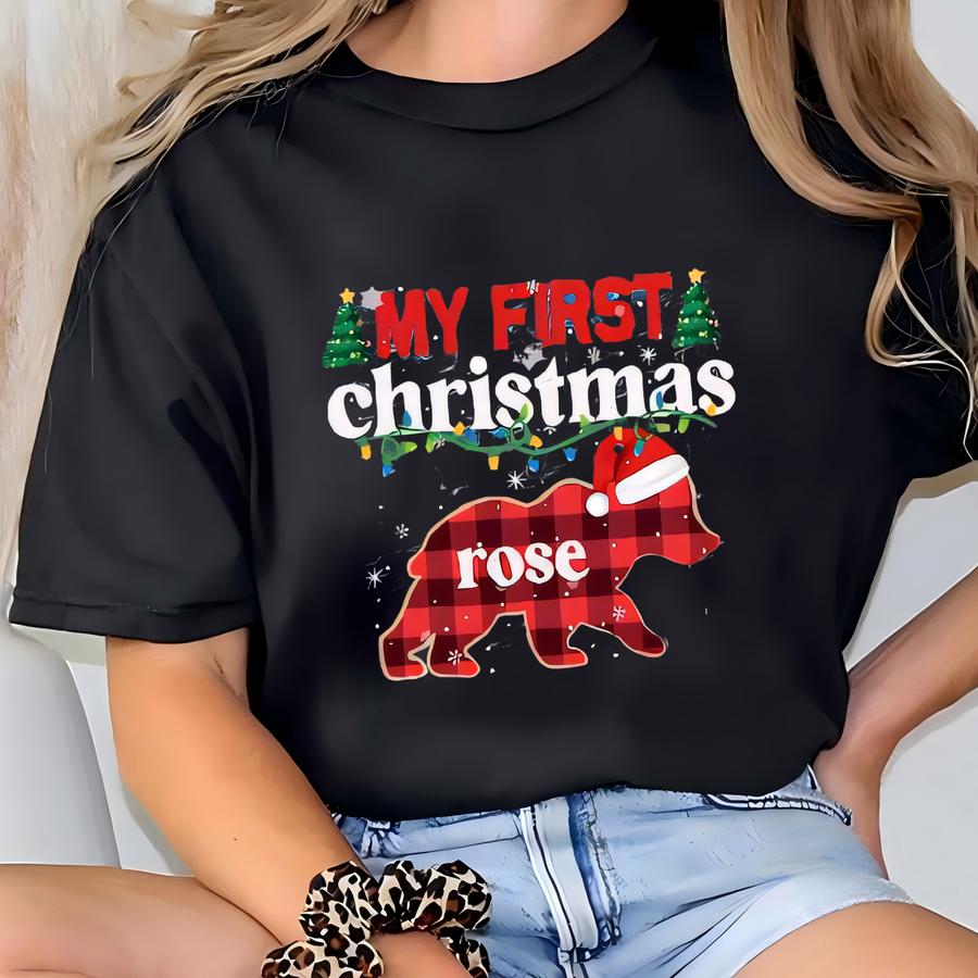 First Christmas Shirt Matching Family Holiday Shirts, Mama Bear Dada Bear Baby Christmas Shirt, My First Christmas Outfit, Family Bear Shirt T-shirt