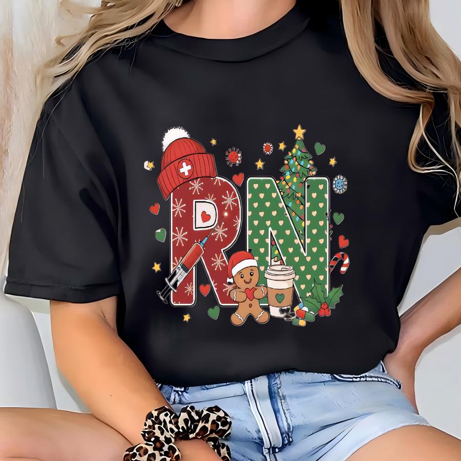 ® Christmas Rn Shirt, Registered Nurse Holiday Tee, Funny Nurse Christmas Shirt, Rn Medical Gift, Nursing Student Xmas T-shirt