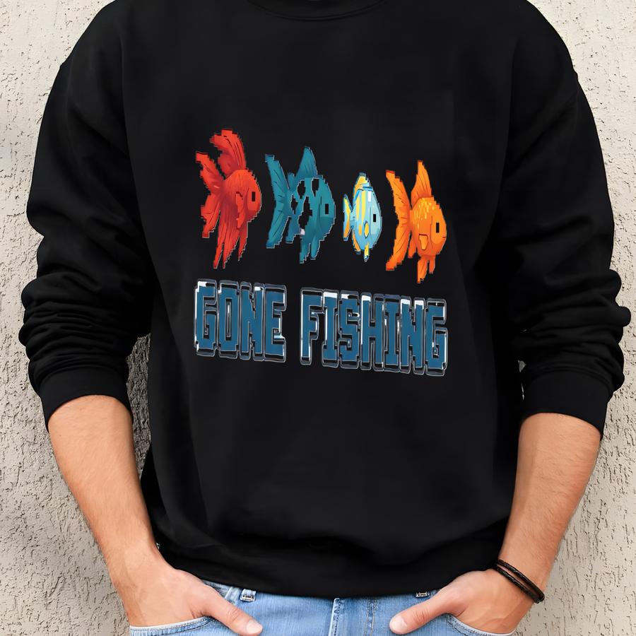 Gone Fishing Stardew Valley Sweatshirt, Stardew Valley Shirt, Fishing Sweater Gift For Gamer Stardew Valley Merch Pixel Art, Video Game Art Sweatshirt