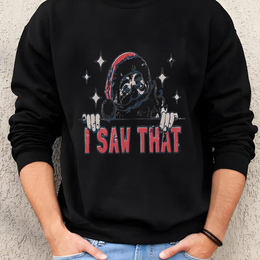 Funny Christmas Shirt: I Saw That Santa Claus Retro Holiday Tee Sweatshirt