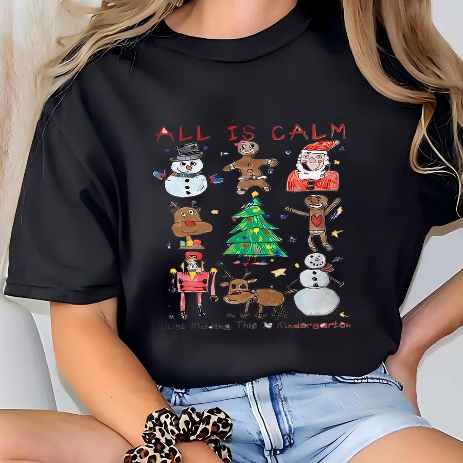 Christmas Teacher Sweatshirt, Kid Drawing Christmas Teacher Name Hoodie, Christmas Vibes, Kindergarten Teacher Gift, Holiday Teacher Sweater T-shirt