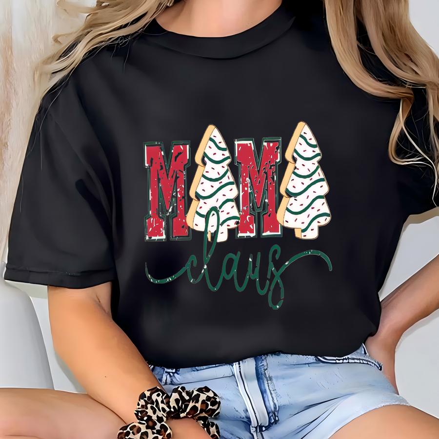 Custom Christmas Mama Claus Hoodie, Personalized Xmas Name Sweatshirt, Holiday Mom Gift T-shirt