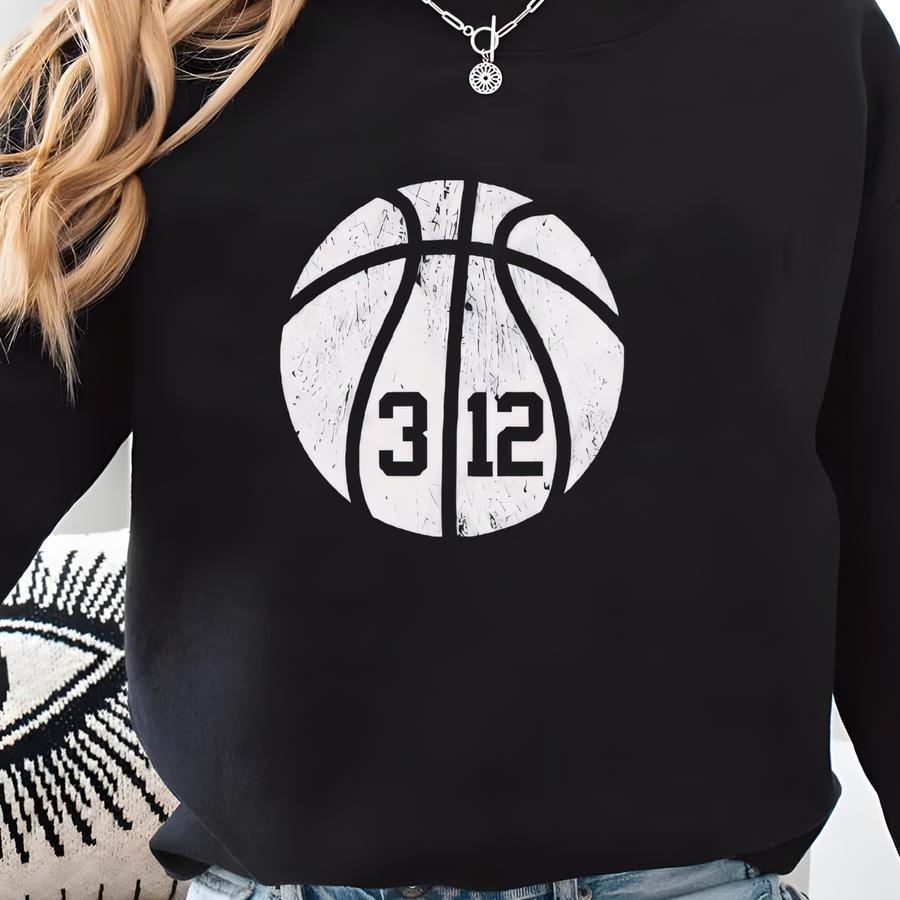 Customized Basketball Mom T-shirt With Dual Player Numbers | Distressed Gameday Support Tee Winter Sports Sweatshirt