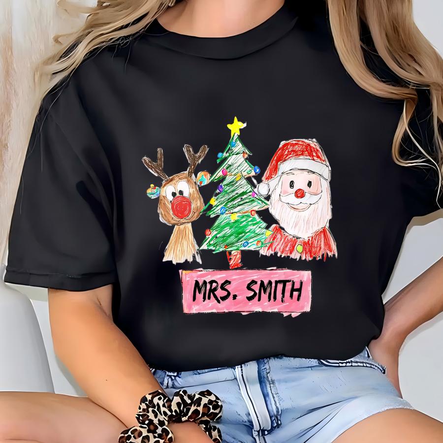Custom Christmas Teacher Sweatshirt, Personalized Name Shirt T-shirt