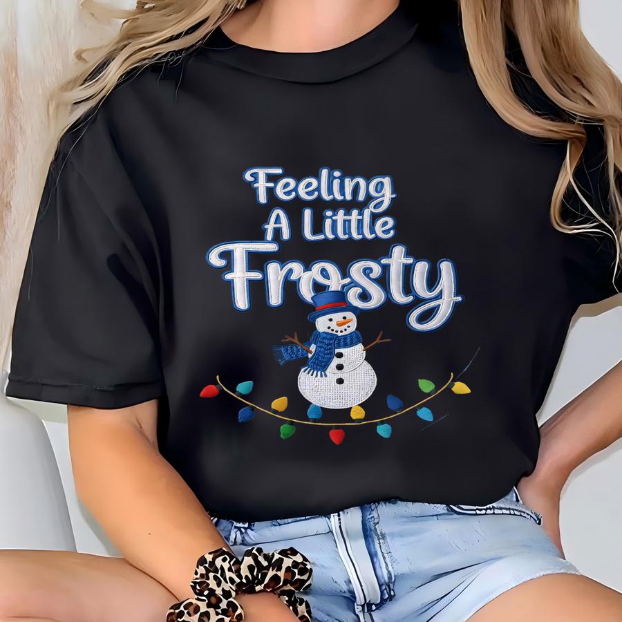 Feeling A Little Frosty Snowman Sweatshirt, Christmas Lights Holiday Crewneck, Winter Season Tee T-shirt