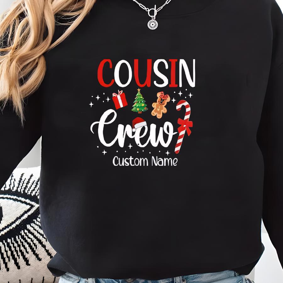 Matching Cousin Crew Christmas T-shirts And Sweatshirts With And Mouse Gingerbread, Personalized Cousin Crew Christmas Shirt Sweatshirt