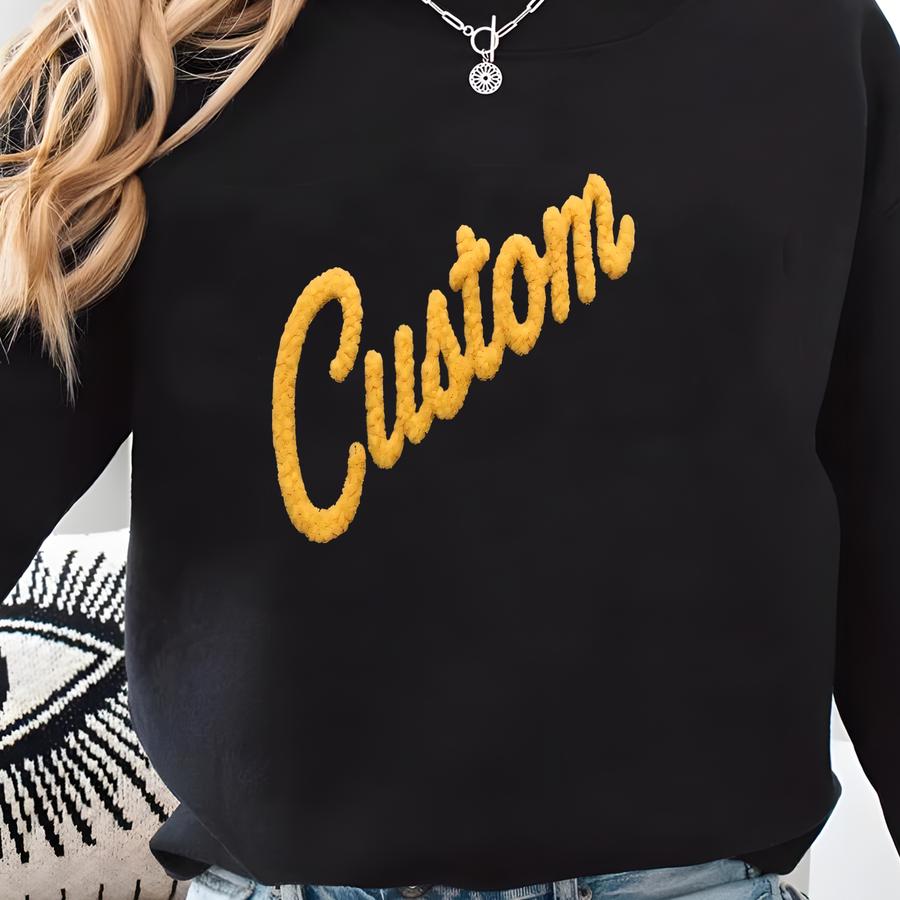 Chenille Yarn Sweatshirt Chenille Game Day Fuzzy Letter, Team Spirit Sweatshirt Football Mom Sports Team Sweatshirt Sweatshirt