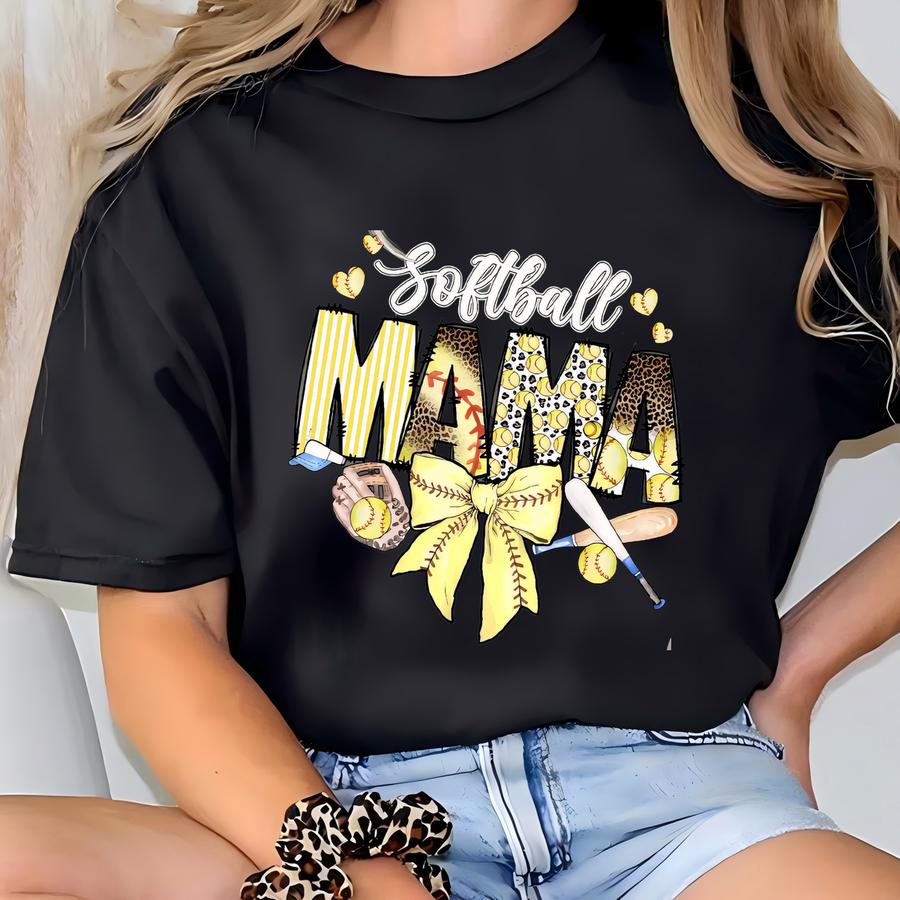 Softball Mama Hoodie, Softball Coquette Bow Sweatshirt, Sports Mom Sweater, Softball Lover Gifts, Softball Fan Sweatshirt, Game Day Hoodie T-shirt