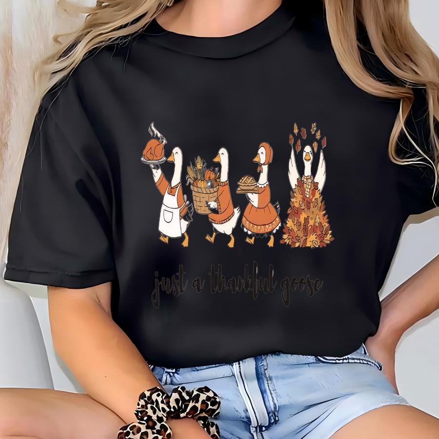 Just A Thankful Goose Sweatshirt Family Thanksgiving Youth Shirt Matching Thanksgiving Goose Shirt Thankful Shirt Fall Season Baby  T-shirt