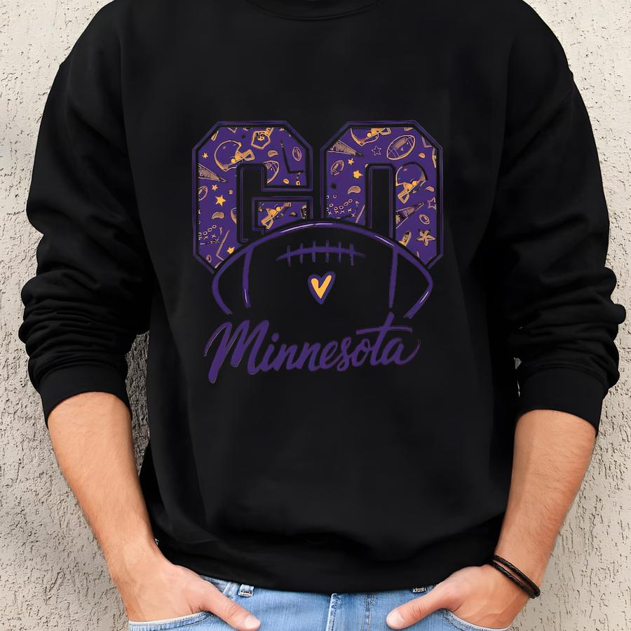Go Minnesota Football Sweatshirt – Purple Gold Game Day Pullover Sweatshirt
