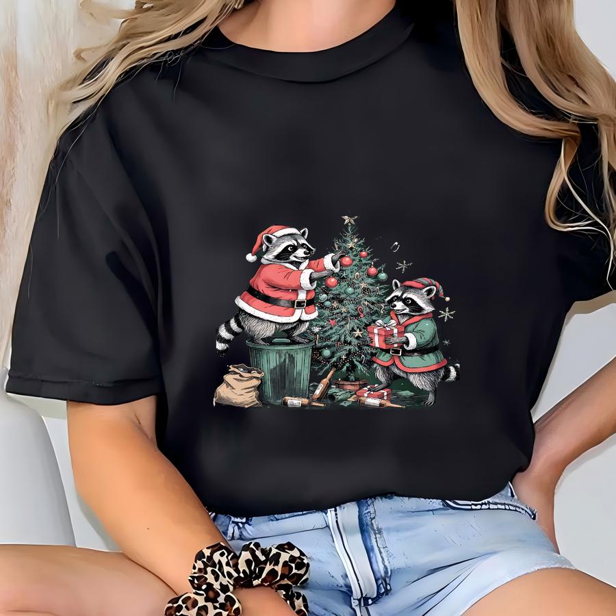 From The Windows To The Walls I'm About To Deck These Halls Sweatshirt, Christmas Raccoon, Funny Christmas Sweatshirt, Christmas Tree Tee T-shirt