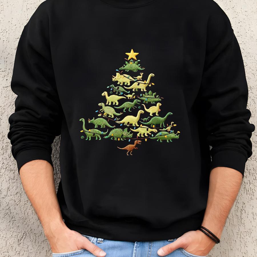 Dinosaur Christmas Tree Sweatshirt,xmas Tshirt, Dinosaur Lover Xmas Tee, Dino Christmas Matching Sweater, Christmas Tree Shirt Sweatshirt