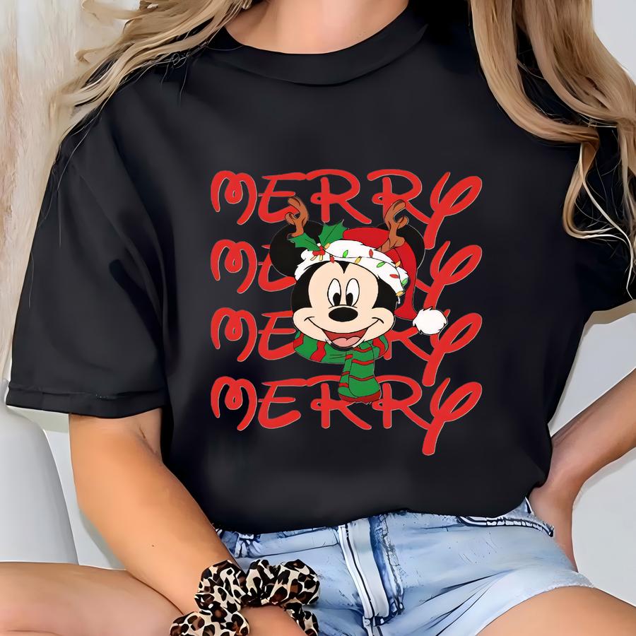 2-sided Merry Christmas Party Sweatshirt, Santa And Friends Group Christmas Lights Shirt, Land Xmas Hoodie T-shirt