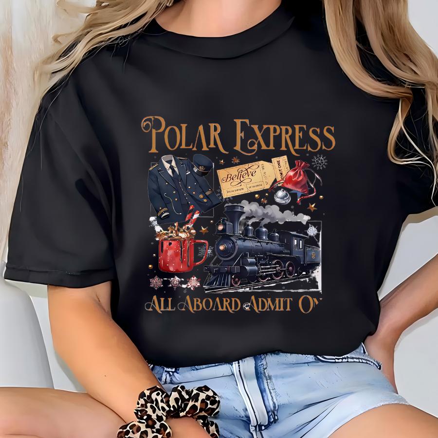 Polar Express Sweatshirt, Christmas Believe Hoodie, Merry Christmas, Xmas Gift Ideas, All Aboard Polar Express, Vintage Style Holiday Hoodie T-shirt