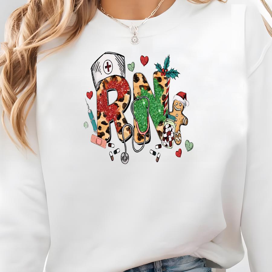 Christmas Rn ® Shirt, Registered Nurse Holiday Tee, Funny Nurse Christmas Shirt, Rn Medical Gift, Nursing Student Xmas Sweatshirt