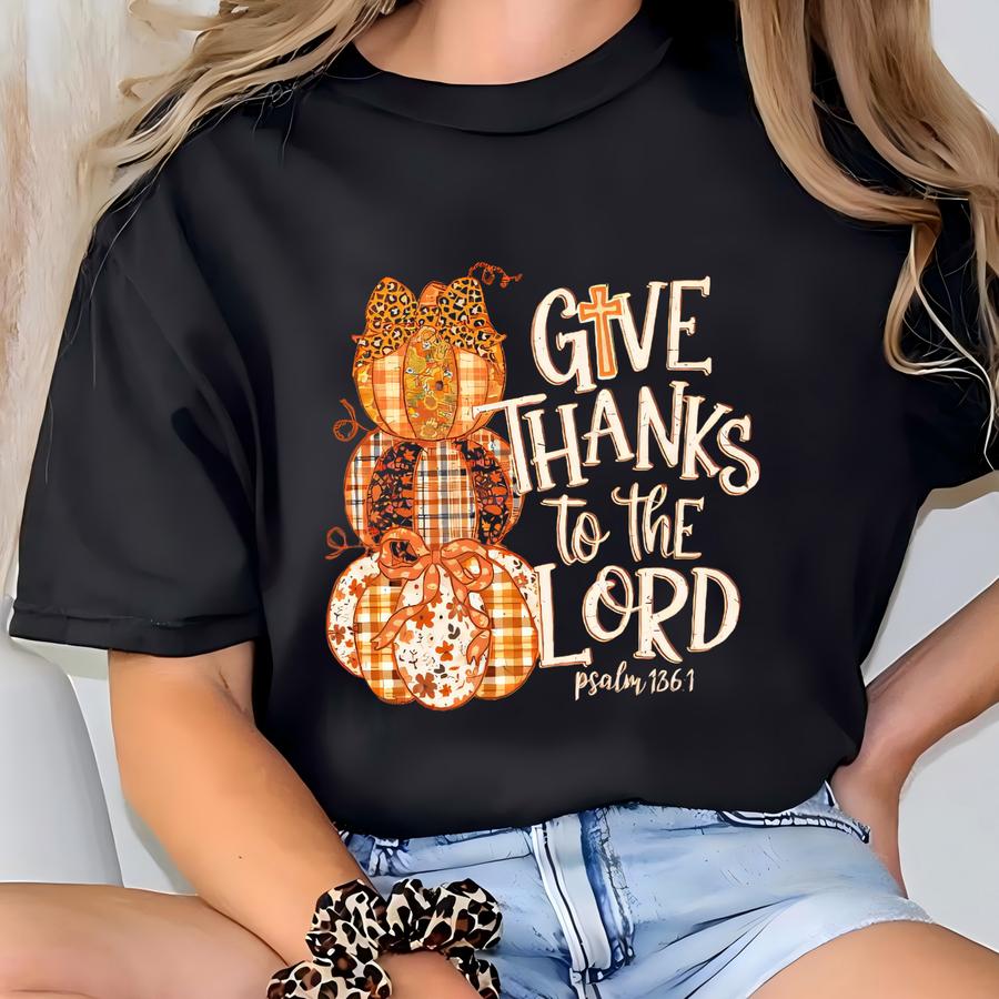 Christian Fall Sweatshirt: Give Thanks Bible Verse Sweater, Cozy Hoodie T-shirt