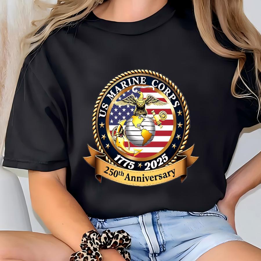 Marine Corps 250th Anniversary Sweatshirt, Usmc 1775-2025 Shirt, Usa Flag Sweater T-shirt