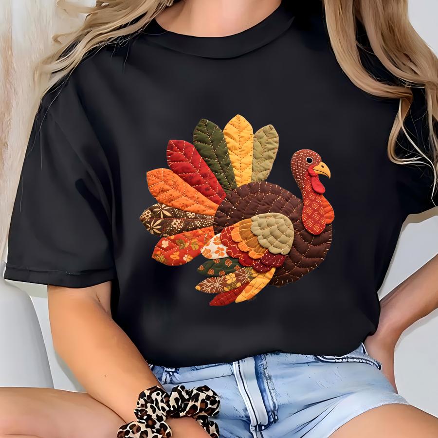 ® Faux Patchwork Turkey Thanksgiving Shirt - Faux Y Turkey Thanksgiving Shirt - Fall Shirt Thanksgiving Turkey Shirt T-shirt