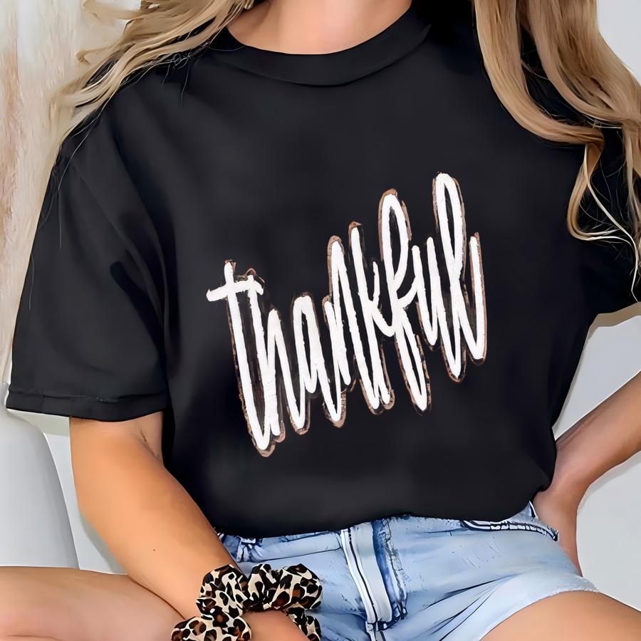 Thankful Fluffy Thanksgiving Patch Shirt - Fluffy Thanksgiving - Fall Shirt - Thankful Patch Sweatshirt - Thanksgiving Thankful Patch T-shirt