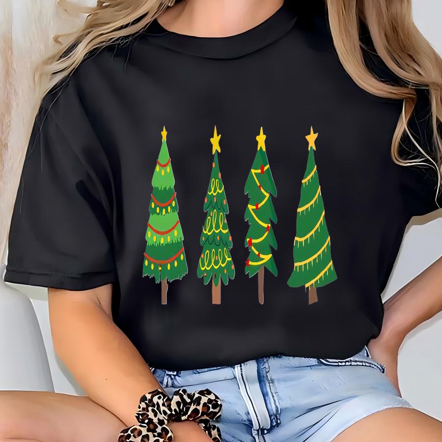 Christmas Trees Shirt, Cute Holiday Tee, Festive Xmas Graphic, Winter Tree Design, Christmas Party Outfit , Family Christmas T-shirt