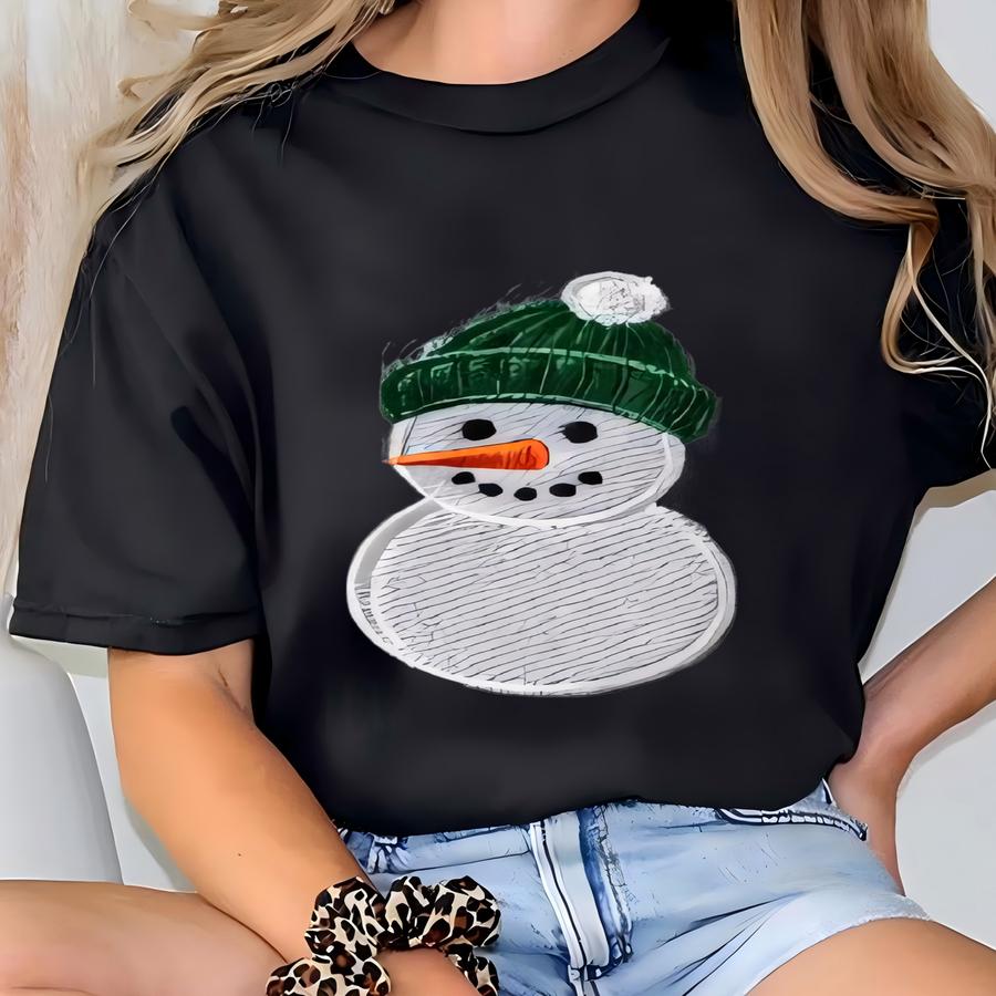 Minimalist Snowman Sweatshirt, Cute Pocket Snowman Hoodie, Christmas Winter Apparel, Festive Holiday Gift T-shirt