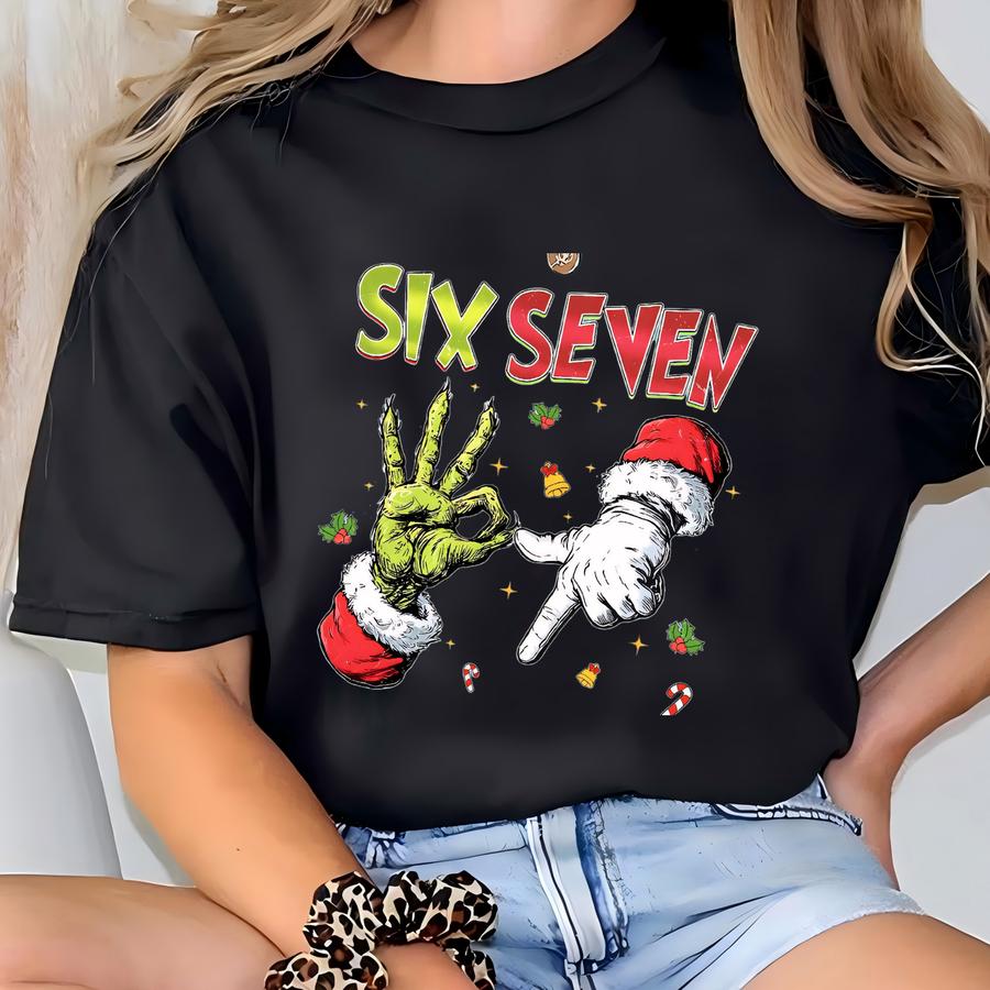 ® Six Seven Christmas Shirt, Viral 6 7 Meme Tee, Funny Xmas Graphic Hoodie, Social Media Humor Holiday Shirt, Six Seven Shirt T-shirt