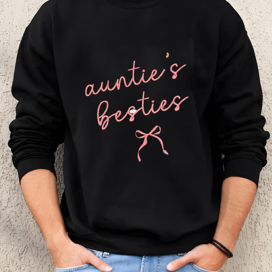 Auntie And Auntie's Bestie Coquette Bow Sweatshirt, Aunt Niece Matching, Auntie And Me Toddler Shirt, Aunt Nephew Apparel Gift Sweatshirt