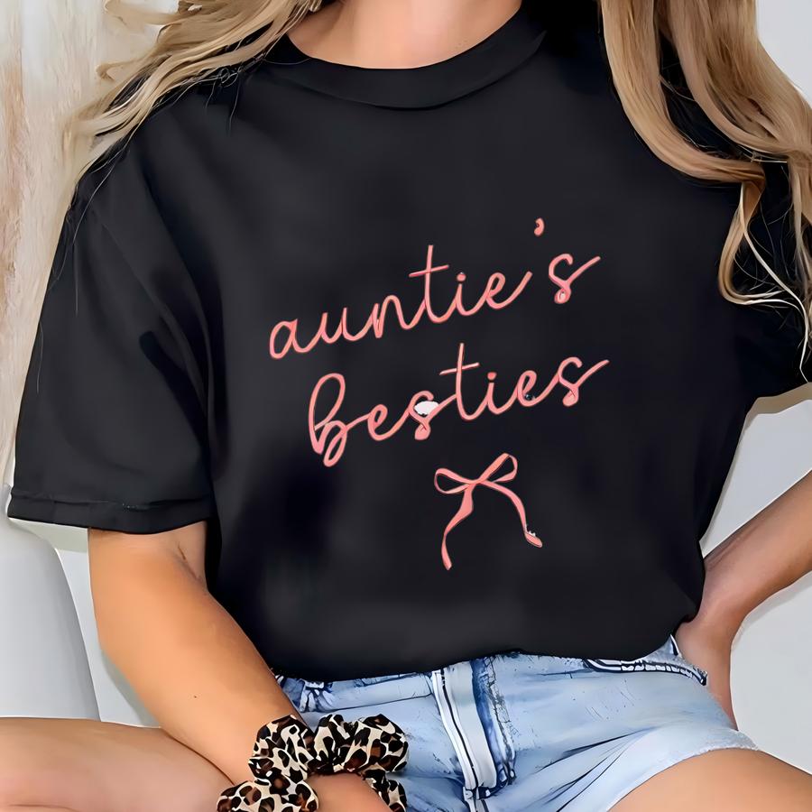 Auntie And Auntie's Bestie Coquette Bow Sweatshirt, Aunt Niece Matching, Auntie And Me Toddler Shirt, Aunt Nephew Apparel Gift T-shirt