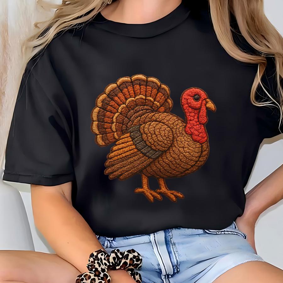 Patchwork Turkey Shirt, Faux Y Turkey Shirt, Thanksgiving Shirt, Festive Fall Shirt, Teacher Thanksgiving Shirt T-shirt