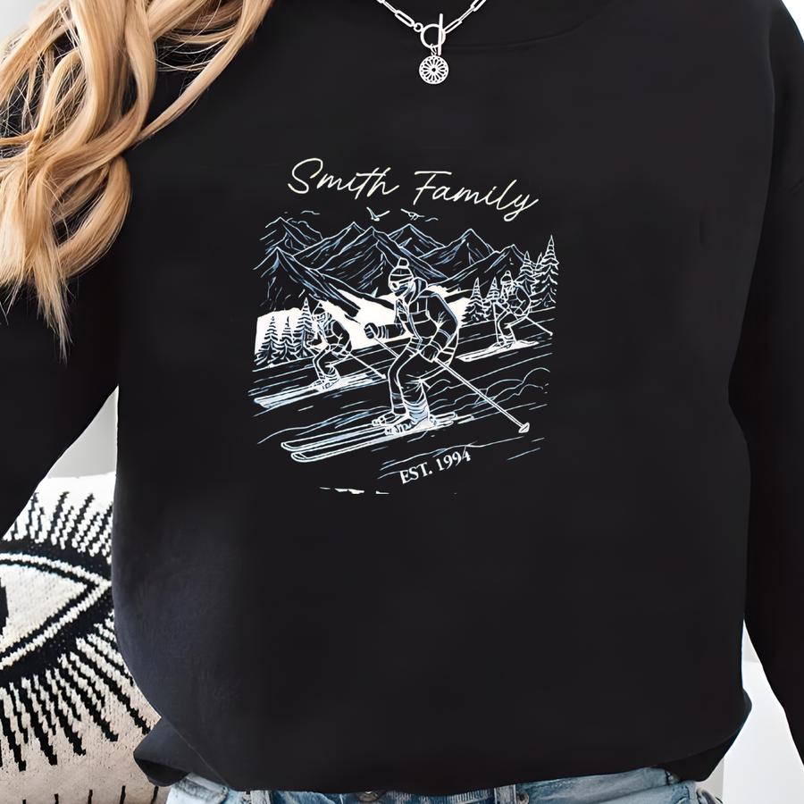 Custom Family Ski Shirt: Family Matching Ski Vacation Tee, Personalized City Shirt, Skiing Group Shirt, S510 Sweatshirt