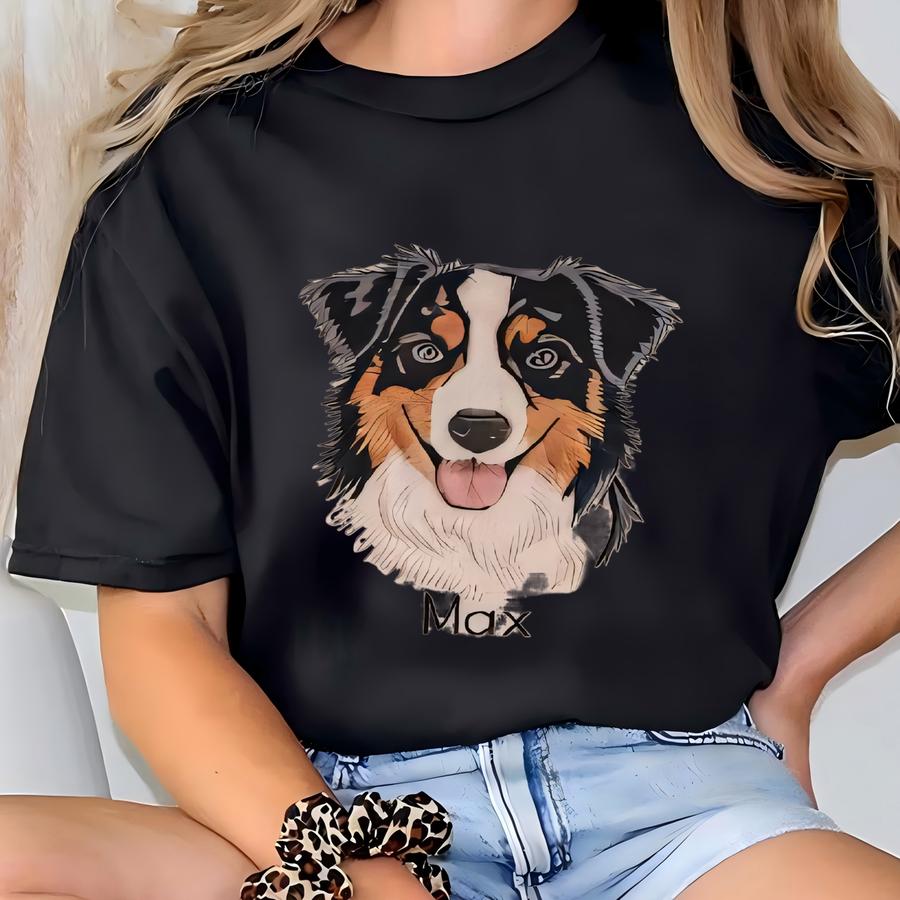 Pet Portrait Gift For Pet Lovers, Pet Portrait Christmas Ornament, Custom Dog Christmas Gift, Custom Pet Christmas T-shirt