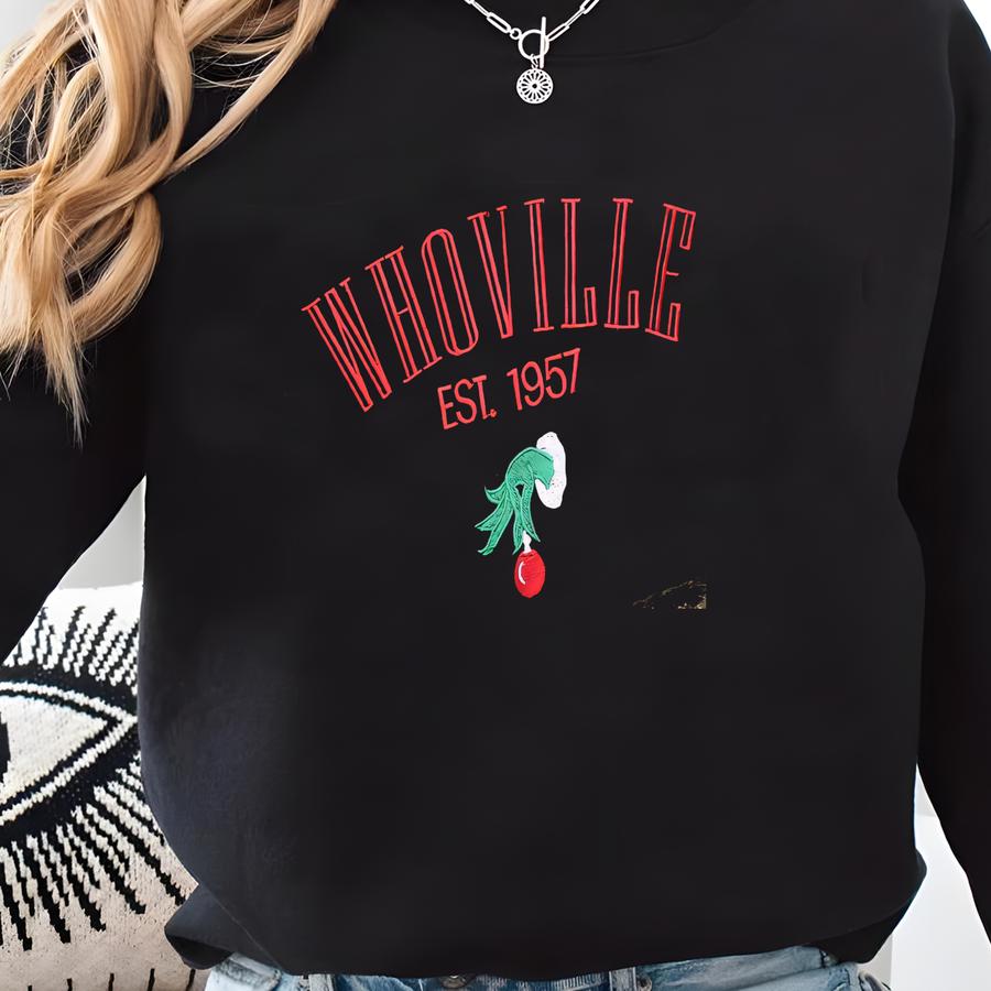 Whoville University Sweatshirt, Christmas Crewneck, Christmas Sweatshirt, Retro Vintage Christmas Sweatshirt Sweatshirt