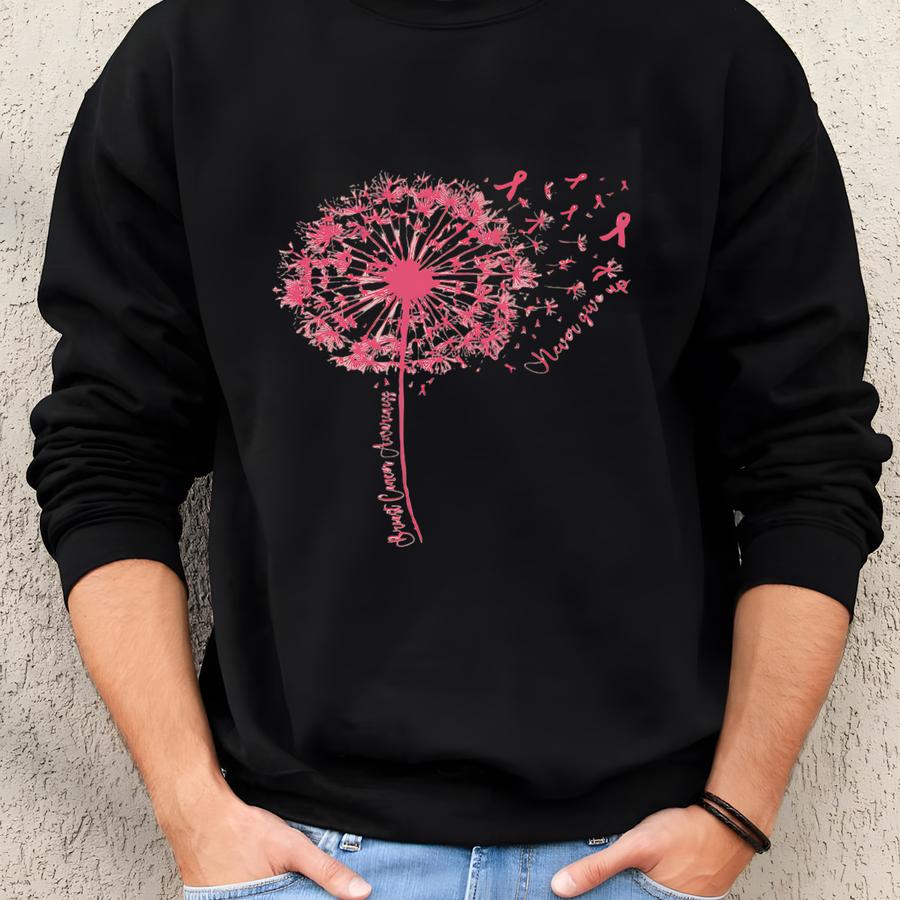 Breast Cancer Sweatshirt, Dandelion Breast Cancer Awareness Hoodie, Cancer Warrior Gift, Support Breast Cancer Sweatshirt, Survivor Sweatshirt
