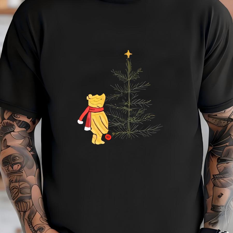 Winnie Hoodie, Comfort Colors, Pooh Bear Shirt, Disney Christmas Shirt, Christmas Tree Shirt, Cartoon Gift, Disneyworld Shirt Shirt