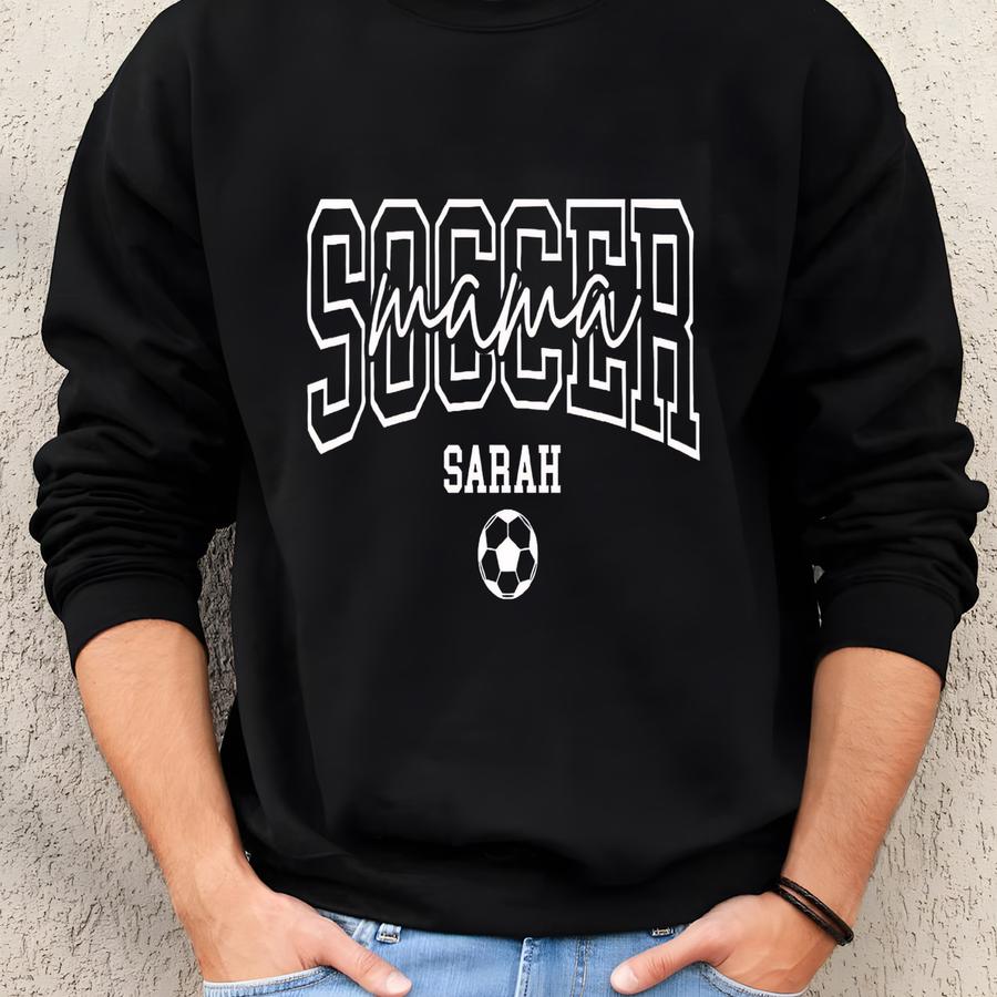 Custom Soccer Mom Sweatshirt, Personalized Soccer Mom Hoodie, Game Day Soccer Mama Sweatshirt, Unique Mom Soccer Hoodie Gift Sweatshirt