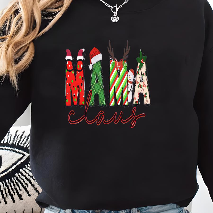 Custom Christmas Mama Claus Shirt, Nana Claus Shirt, Merry Christmas Sweatshirt, Personalized Mama Shirt, Mimi Claus Shirt, Mama Shirt Sweatshirt