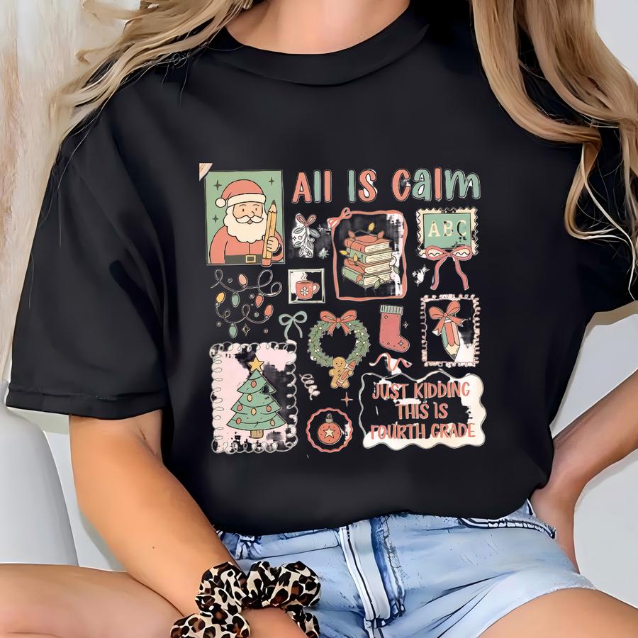 Fourth Grade Teacher Christmas Shirt, ® 4th Grade Crew Xmas Hoodie, Funny Fourth Grade Teacher Shirt, 4th Grade Teacher Gift T-shirt