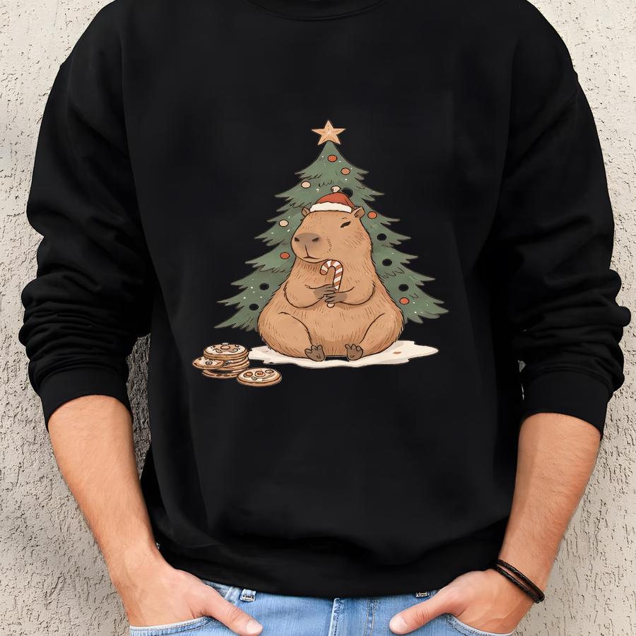 Capybara Christmas Sweatshirt, Funny Holiday Capybara Hoodie, Cute Animal Christmas Hoodie, Be Capy Sweater, Cute Capybara Xmas Sweatshirt Sweatshirt