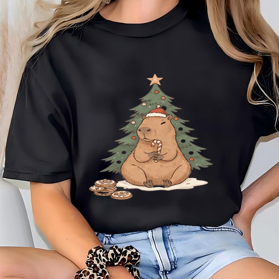 Capybara Christmas Sweatshirt, Funny Holiday Capybara Hoodie, Cute Animal Christmas Hoodie, Be Capy Sweater, Cute Capybara Xmas Sweatshirt T-shirt