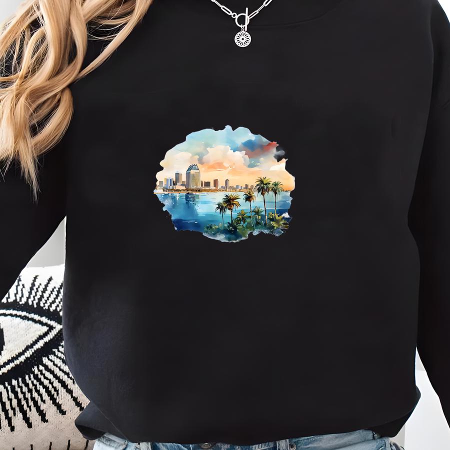 San Diego Landmark Sweatshirt, Gd18000 Crewneck, Vintage California Scene Pullover, West Travel Gift, San Diego Vacation Sweatshirt Sweatshirt