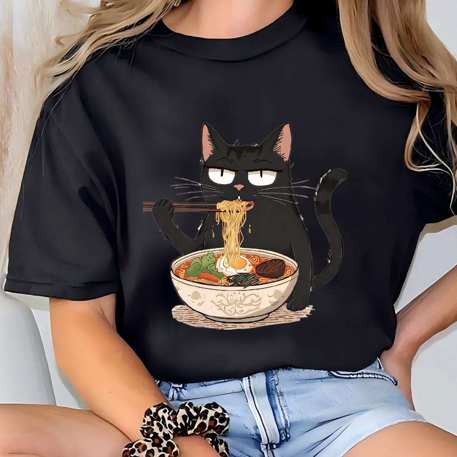Cute Noodle Cat Toddler Hoodie, Toddler Cute Cat Sweat, Cat Lover Shirt Baby , Cat Eating Noodles Shirt, Cat Owner Youth Gift T-shirt