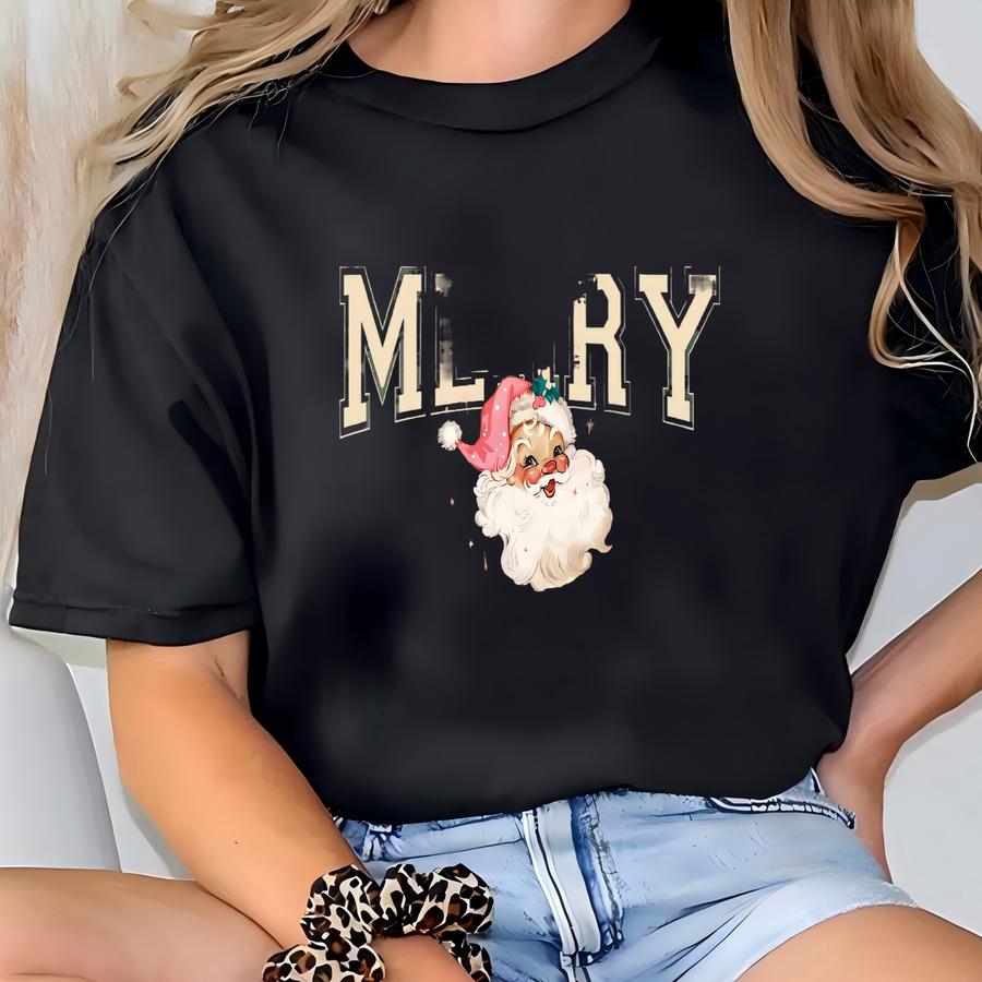 Merry Christmas Santa Sweatshirt, Collage Christmas Sweater, Retro Santa Claus Sweater, Christmas University Shirt, Santa University Sweater T-shirt